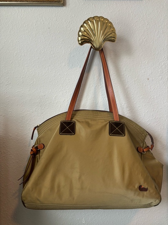 Dooney & Bourke Handbags - Dooney & Bourke Khaki Tote with Brown Leather Straps